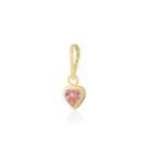 Pingente Coração Zircônia Rosa 4mm em Ouro 18K