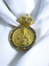 Pingente Cristo Cravejado Pedras Azuis - Banhado a Ouro 18k
