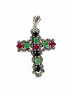 Pingente Crucifixo Pedras Naturais 5,5cm Prata 925