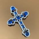 Pingente Crucifixo Provençal Safira Prata