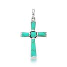 Pingente Crucifixo Turquesa 4cm Prata 925