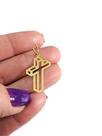 Pingente cruz modelo 3d em ouro 18k 750 (cod9y)