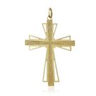 Pingente Cruz Placa Vazada 3,5 cm em Ouro 18K