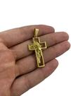 Pingente cruz rosto de cristo m - banhado a ouro 18k