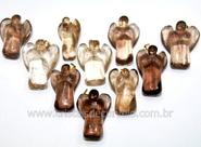 Pingente de Anjo em Quartzo Fumê com Pino Dourado - AP6505