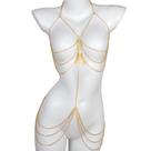 Pingente de borboleta de strass dourado Body Chain para mulheres
