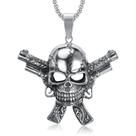 Pingente de caveira com colar de armas, aço inoxidável para homens