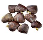 Pingente de Coração em Bronzita Natural Banhado a Ouro - 15 Quilates - Atacado