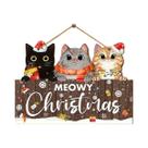 Pingente De Gato Fofo Em Madeira Para Decoração De Natal Para Porta, Árvore E Quarto