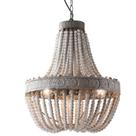 Pingente de miçangas de madeira Chandelier Newrays 47x54cm 3 luzes