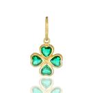 Pingente de ouro 18 k Trevo com Pedras .