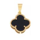 Pingente de ouro 18k Trevo com Pedras Onix Pingente de ouro 18k Trevo com Pedras Onix