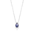 Pingente de Ouro Branco 18k com Safira Azul e 2,5 Pontos de Diamantes