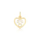 Pingente De Ouro Puro Menina Filha Coração 18k Pm55