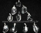 Pingente de Pedrinha de Quartzo Cristal Rolado Prateado - 3 Unidades Atacado Pingente de Pedrinha de Quartzo Cristal Rolado Prateado - 3 Unidades Atacado