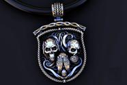 Pingente de Prata Caveira - Sábios de Nikko - Em Prata 925 - Celtic Joias Masculinas