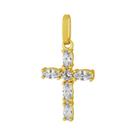Pingente de Prata Cruz Shine Revestida com Ouro e Zircônias Brancas 16.5x10.5mm Pingente de Prata Cruz Shine Revestida com Ouro e Zircônias Brancas 16.5x10.5mm
