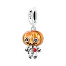 Pingente De Prata Esterlina 925 Para Pulseira: Charm De Halloween Com Esqueleto, Bruxa, Morcego E