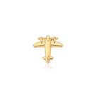 Pingente de pulseira esteira liso avião em aço dourado