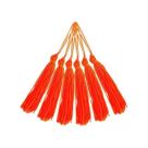 Pingente de Seda / Franja cor Laranja Neon 6 unidades 7 cm