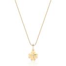 Pingente De Trevo 4 Folhas Sorte Ouro 10k P10