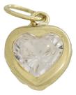 Pingente Delicado Ouro18k Forma Coração Zircônio Amor 13,4mm Dourado