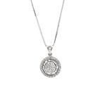 Pingente Diamantes Naturais Modelo Pizza 11 milímetros Ouro Branco 18K Com Corrente - 04257