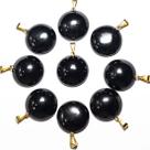 Pingente Disco de Obsidiana Negra 20mm com Pino Prateado - Pedra Natural