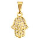 Pingente Dourado Hamsá Mão de Fatima Zircônia Cravejada Banhado a Ouro 18k