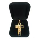 Pingente Dourado Masculino Cruz Crucifixo Jesus Banhado a Ouro 18k