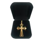 Pingente Dourado Masculino Cruz Crucifixo Vazada Banhado a Ouro 18k