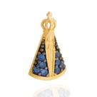 Pingente Em Ouro 18k Nossa Senhora Zircônias 13mm