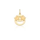 Pingente Emoji Super Animado Olhos De Estrela Ouro 18k