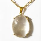 Pingente Extra Cabochão de Quartzo Cristal com Montagem em Garra Dourada - Pacote com 3 Unidades