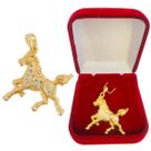 Pingente Feminino Cavalo Peão Country Semijoia Banhado a Ouro 18k