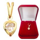 Pingente Feminino Coração em Zircônia Cravejada Folheada a Ouro 18k Semijoia