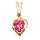 Pingente Feminino Coração Rosa em Zircônia Cravejada Banhado a Ouro 18k