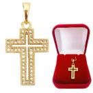 Pingente Feminino Cruz Zircônias Religioso Banhado a Ouro 18k