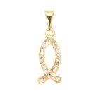 Pingente Feminino Peixe Cristão Evangelico Igreja Zircônias Cravejadas Banhado a Ouro 18k