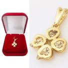 Pingente Feminino Trevo da Sorte Zircônias Cravejadas Folheada a Ouro 18k
