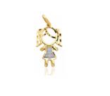 Pingente Filhos Pingente Menina Ouro 18k Amarelo E Branco