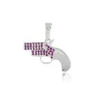 Pingente Flare Gun Cravejada 20 mm Prata Polida