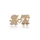 Pingente Folhado a ouro com pedrinhas Zirconias Casal
