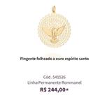 Pingente folheado a ouro espírito Santo