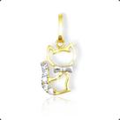 Pingente Gatinha Com Zirconias Ouro 18k