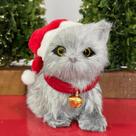 Pingente Gatinho Cinza c/ Gorro Natalino