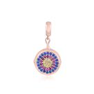 Pingente Glam Panela Cravejado 12 mm Prata e Banho de Ouro Rose