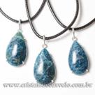 Pingente Gota 30mm de Apatita Azul com Garra em Prata 950 - Atacado