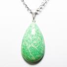 Pingente Gota de Amazonita Verde Natural com Pino Prateado - Atacado