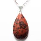 Pingente Gota de Obsidiana Mahogany com Montagem em Pino Prateado - Atacado